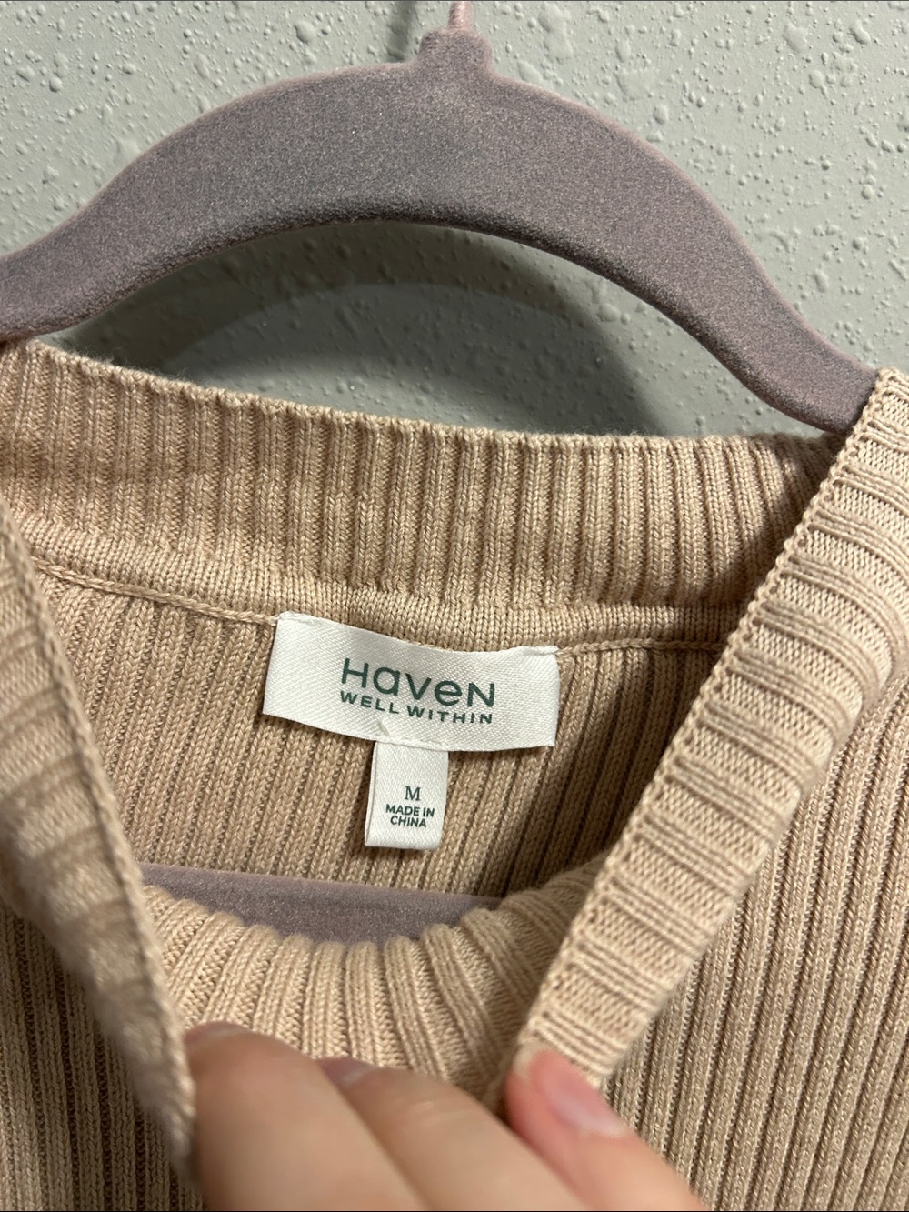 Haven Well WIthin Organic Cotton Knit Sleeveless Sweater Top Beige - Picture 3 of 6
